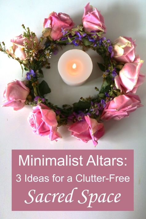 Minimalist Altars: 3 Ideas for Clutter-Free Sacred Space - Moody Moons Clean Witchy Aesthetic, Minimalist Witch Altar, Cute Altar Ideas, Full Moon Altar Ideas, Travel Alter Ideas, January Altar Ideas, Altar Cloth Ideas, Mini Altar Ideas, Minimal Altar