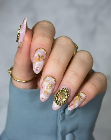 Cherub Nails, Bridgerton Nails, Fairytale Nails, Cherub Baby, Ideas Para Uñas, Ideas Uñas, 2024 Nails, Nail Time, Soft Glam Makeup