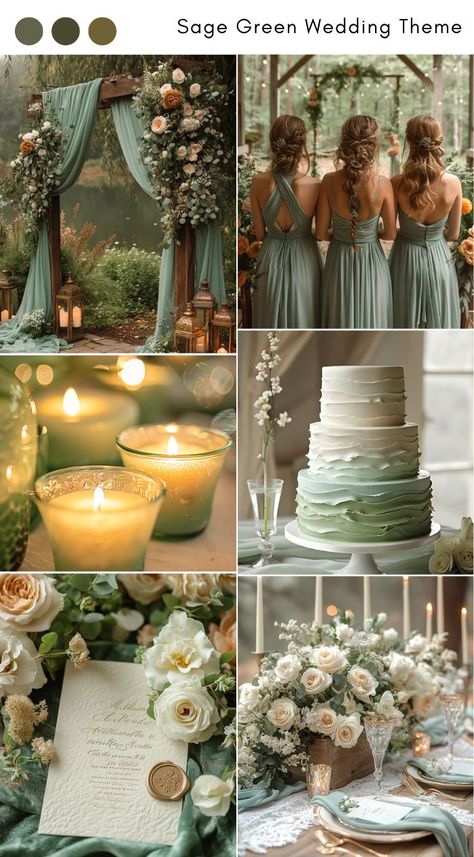 Sage green wedding theme ideas for a soft, natural look. Light Green Wedding Colors, Sage Green Mexican Wedding, Wedding Green Gold White, Beach Wedding Sage Green, Sage Green Wedding Inspiration, Jade Wedding Theme, Green Beach Wedding Theme, Pistachio Wedding Theme, Soft Green Wedding Theme