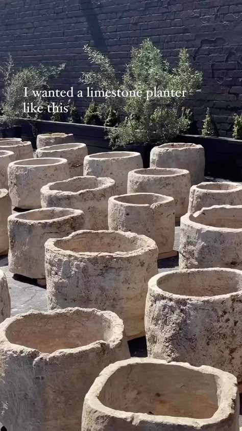 Transformations Before/After | Excellent limestone planter by @copper.on.pine @renovationsx | Instagram Limestone Planter, Faux Limestone, Large Concrete Planters, Spanish Beach, Summer Planting, Spanish Pottery, Cement Ideas, Diy Concrete Planters, نباتات منزلية