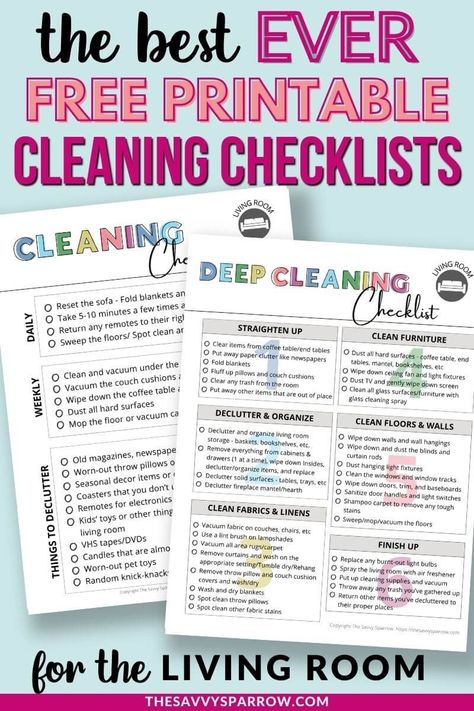 Cleaning Checklists, Deep Cleaning List By Room, Regular Cleaning Checklist, House Cleaning Planner Free Printable, Deep Clean List For Housekeeper, House Cleaning Planner, House Cleaning Plan, Household Printables, House Planning Checklist