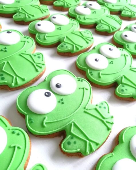 Woodland Cookies, Sugar Dough, Animal Cookies, Cookie Icing, Cookies Decorated, Decorated Cookies, Sugar Cookies Decorated, Frogs, Cookie Decorating