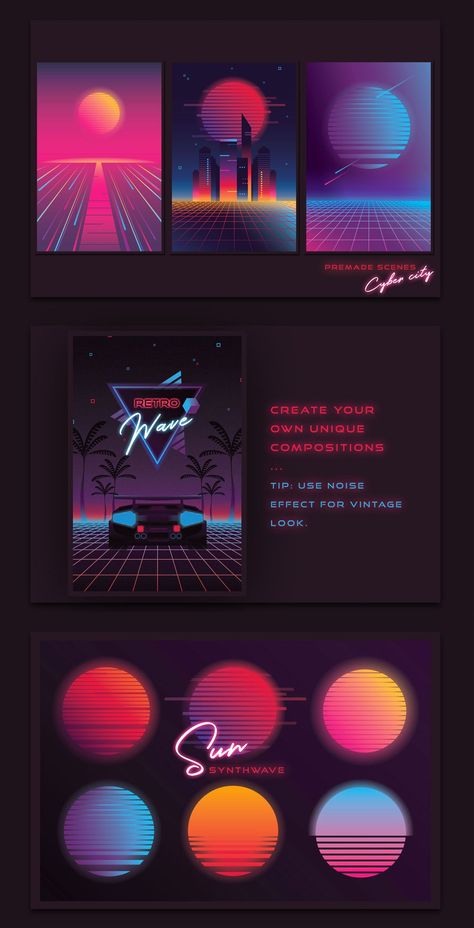 Design Delights-Creative & Vector Backgrounds Synthwave Graphic Design, Retrowave Poster, Synthwave Poster, Synthwave Background, Retro Futuristic Design, 80s Synthwave, 80s Poster, Synthwave Art, Future Retro