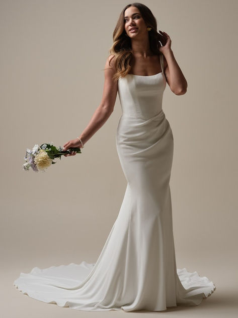 Olivianna Lane by Rebecca Ingram Wedding Dresses and Accessories Square Neck Wedding Dress, Ruched Wedding Dress, Wedding Ideas 2024, Dress Style Ideas, Wanna Get Married, Sottero Midgley, Sheath Wedding Dress Lace, Rebecca Ingram, Allure Couture