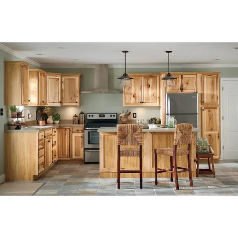 Natural wood kitchen cabinets