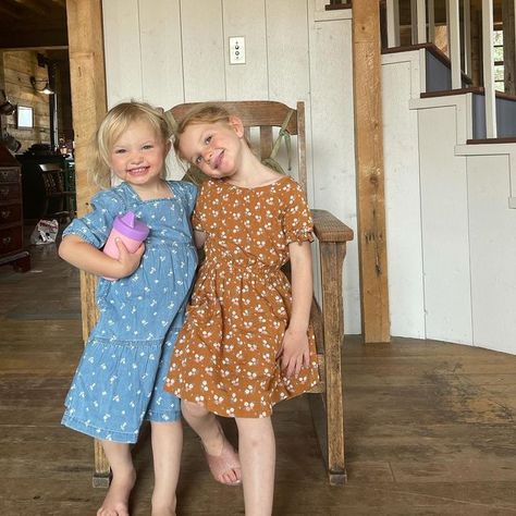 Hannah @Ballerina Farm on Instagram: "Happy to have my girls with me on the ranch. They are biological sisters but from different worlds. Opposites attract. Best friends, they get themselves dressed for the day but rarely decide to match. Frances the princess and Lois our rough and tough. Together they are twin sisters, miraculously born the same day two years apart. Child numbers 4 and 5, our home wouldn’t be the same without them." Ballerina Farm, Unusual Baby Names, Farm Kids, Farm Lifestyle, Dream Baby, Opposites Attract, Twin Sisters, Second Child, Beautiful Family