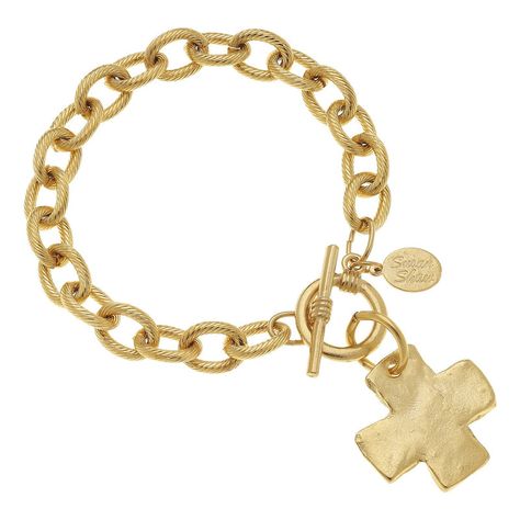 Susan Shaw Cross Toggle Bracelet - Susan Shaw Jewelry Susan Shaw, Toggle Necklace, Bracelet Design, Toggle Bracelet, Handmade Jewelry Designs, Jewelry Lookbook, Cross Bracelet, 24kt Gold, Cross Jewelry