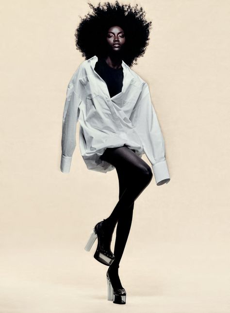 Anok Yai Editorial, Rafael Pavarotti, Anok Yai, Grace Coddington, Vogue Taiwan, Perfect White Shirt, Vogue Editorial, Fashion Model Poses, February 2023