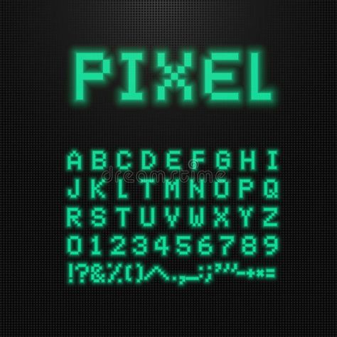 Pixel Font, Vector Letters, Numbers And Signs On Old Computer Led Display. 8 Bit Video Game Typeface. Retro Digital Abc Stock Vector - Illustration of green, graphic: 124997645 Video Game Letters, Game Font Design, Tetris Font, Github Logo, Gaming Font, Video Game Font, 8 Bit Video Game, Vector Letters, Computer Font