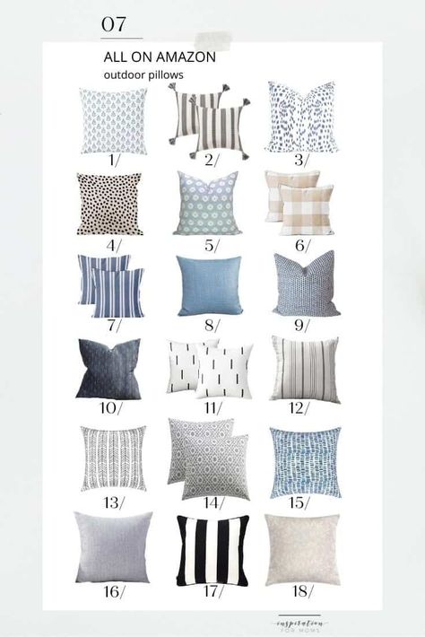 The days are getting warmer! So here is an affordable selection of some fabulous outdoor pillows to accessorize your seating areas. https://inspirationformoms.com/all-on-amazon-18-outdoor-pillows/ #outdoorpillows #outdoorliving Ikea Outdoor Pillows, Outdoor Throw Pillow Set, Pillows For Outdoor Furniture, Outdoor Couch Pillows, Outdoor Throw Pillow Ideas, Patio Throw Pillows, Patio Pillows Outdoor Ideas, Outdoor Pillow Combinations, Outdoor Throw Pillows Color Schemes