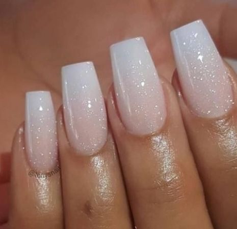 Silver Almond Nails Glitter, Prom Nails Classy, French Manicure Glitter, Wedding Nail Art Design, Video Makeup, Classy Prom, Milky Nails, Nails Purple, White Prom