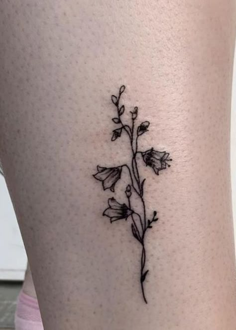 Bluebell Tattoo Design, Blue Bell Tattoo, Sweden Tattoo Ideas, Bell Flower Tattoo, Tiny Bluebell Tattoo, Blue Bell Flowers Tattoo, Sweden Tattoo, Bluebells Flower Tattoo, Chloe Tattoo