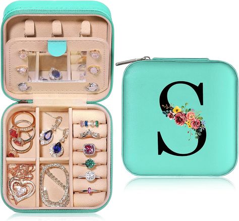 Parima Birthday Gifts for Women - Small Travel Jewelry Case Organizer Initial Travel Jewelry Box Travel Essentials Personalized Gifts for Women Mom Daughter Friends Female Teenage Girls Gifts Idea S Travel Women, Girls Jewelry Box, Travel Jewelry Organizer, Birthday Travel, Teenager Gifts, Letter Jewelry, Travel Jewelry Box, Earring Box