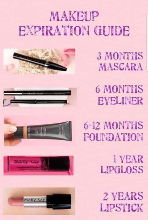 Unsure when to replace your make up?.. your Mary Kay Beauty Consultant can help! Best Mary Kay Products, Makeup Expiration Guide, Mary Kay Spring, Mary Kay Gift Sets, Mary Kay Quotes, Mary Kay Printables, Makeup Expiration, Mark Kay, Mary Kay Office