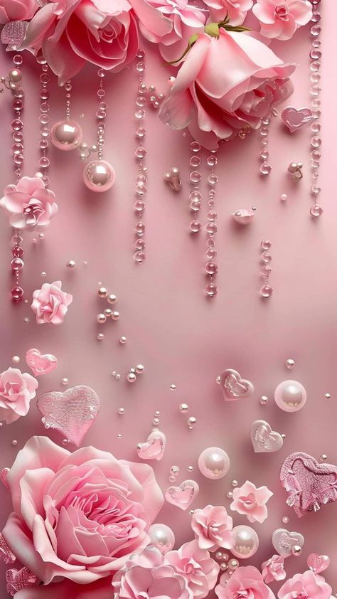 Girly Screen Wallpaper, Nice Backgrounds Wallpapers, Pink Iphone 16 Wallpaper, Cute Floral Wallpapers, Roses Wallpaper Iphone, Luxury Wallpaper Iphone, Pretty Wallpapers Backgrounds Beauty, Pink Rose Background, Pearls Wallpaper