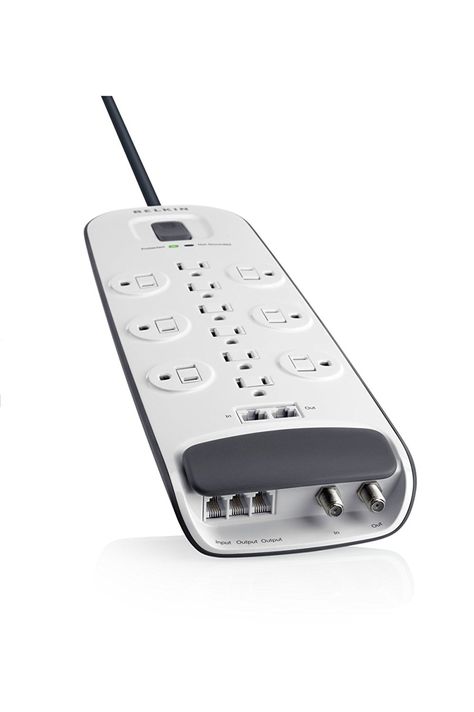 Amazon.com: Belkin 12-Outlet Advanced Power Strip Surge Protector with 8-Foot Power Cord and Ethernet / Cable / Satellite / Telephone / Coaxial Protection, 4000 Joules (BV112234-08): Home Audio & Theater Cool Office Gadgets, Phone Printer, Telephone Cables, Extension Board, Power Trip, Id Design, Cable Box, Retail Market, Surge Protector