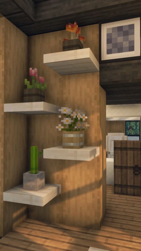 Minecraft House How To Build, Minecraft Outside House Decor, Minecraft Building Ideas Decor, Minecraft Cottagecore Decoration, Windows In Minecraft, Minecraft Tree House Interior, Minecraft Wood Combinations, Cute Minecraft Houses No Mods, Minecraft House Bedroom