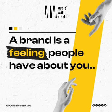 🌟 Ready to transform your brand into an unforgettable experience? 🌟 "A brand is a feeling people have about you." 💡✨ At Media Wall Street, we believe in crafting unforgettable experiences and lasting impressions. Let us help you connect, inspire, and grow with impactful branding and innovative marketing strategies. #MediaWallStreet #Branding #Marketing #Inspire #Connect #Grow #UnforgettableBrands Seo Social Media Post Design, Quote Design Ideas, Branding Social Media Posts, Rebranding Post, Marketing Agency Post, Collaboration Post, Social Media Manager Checklist, Social Media Marketing Post, Quote Post