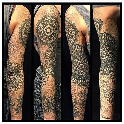 Our 15 favorite tattoo photos from Michigan's Coolest Tattoo Shop search - mlive.com Mikey Tattoos, Tattoo Sleeve Filler Backgrounds, Tattoo Background Filler, Thigh Tattoo Simple, Mandala Tattoo Sleeve Women, Henna Leg, Coolest Tattoo, Dotwork Tattoo Mandala, Filler Tattoos