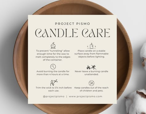 . Get a professionally designed template to help you create your own candle care instructions and safety.#businessfont #typography #branding #design Candles To Oils Guide, Candle Business Thank You Cards, Notes For Candle Gifts, Candle Menu Ideas, Candle Instruction Card, Candle Care Card Ideas, Candle Thank You Card, Packaging Candles Ideas, Instructions Card Design