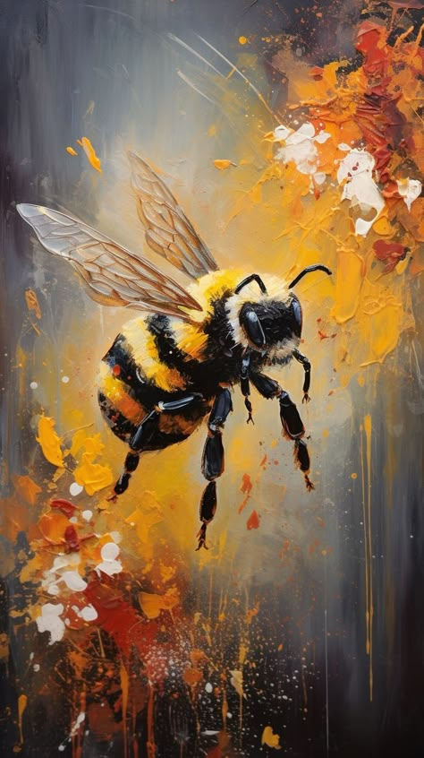 Bee Pictures, Bee Painting, Inspiration Painting, Insect Art, Art Gallery Wallpaper, Bee Art, Silver Feather, Diy Canvas Art Painting, Art Painting Acrylic