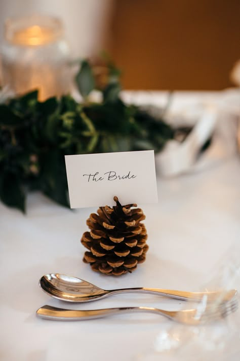 Pinecone Name Holder Wedding, Pine Cone Name Places, Pine Cone Wedding Table Decorations, Pine Cone Place Setting, Pine Cone Table Numbers, Pine Cone Table Names, Pinecone Name Holder, Pinecone Table Numbers, Pine Cone Table Setting