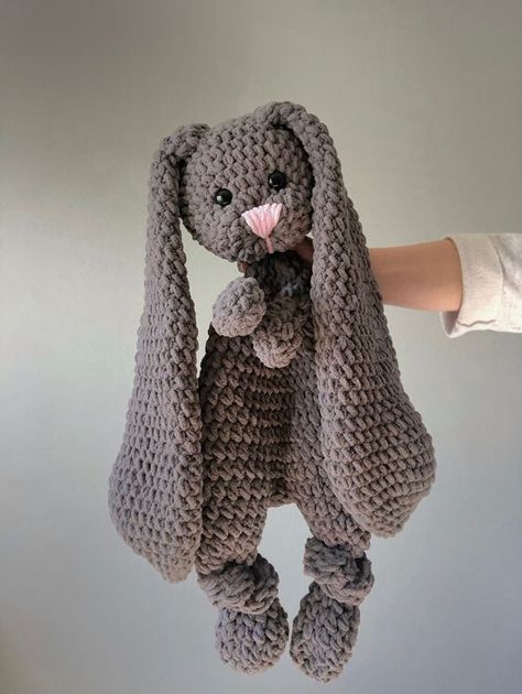 Extra Large Bunny Snuggler | Extra Large Bunny Lovey | Crochet Bunny | Boho Bunny | Dark Gray Crochet toys ideas #crochettoysideas #crochet #crochettoy #crochetpattern #crochetpatterns 2.587 Boho Bunny, Large Bunny, Snuggle Bunny, Lovey Crochet, Bunny Lovey, Crochet Lovey, Chenille Yarn, Haken Baby, Fun Crochet Projects