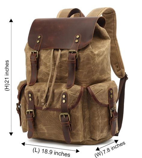 Men Waxed Canvas Leather Backpack Travel Rucksack Camping Hiking School Book Bag | eBay Waxed Canvas Leather Backpack, Leather School Bag, Wax Canvas, Waxed Canvas Backpack, Large Backpack Travel, Canvas Rucksack, Laptop Shoulder Bag, Vintage Backpacks, Travel Bags For Women