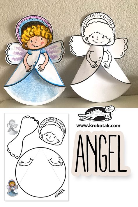 Angel Paper Craft Free Printable, Free Printable Angel Template, Christmas Angel Template Free Printables, Angel Template Free Printable Crafts, Paper Angels Template Free Printable, Angel Paper Craft, Angel Template Free Printable, Angel Template, Cardboard Deer