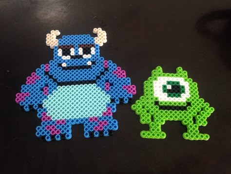 Mike and Sully from Monsters Inc perler beads Sully From Monsters Inc, Mike And Sully, Pokemon Perler Beads, Easy Perler Beads Ideas, 3d Perler Bead, Hama Beads Design, Perler Bead Designs, Perler Bead Templates, Perler Bead Crafts