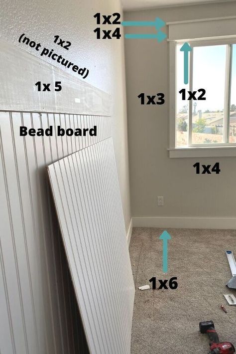 Girl's Nursery Makeover Pt. 1: Pink Bead Board | Hometalk Bead Board Board And Batten, Board And Batten Wall With Beadboard, Country Panelling, Bead Board With Ledge, How To Beadboard Walls, How To Hide Seams In Beadboard, Bead Board And Shiplap Together, Painted Beadboard Walls Bedroom, Beadboard Wall Tutorial