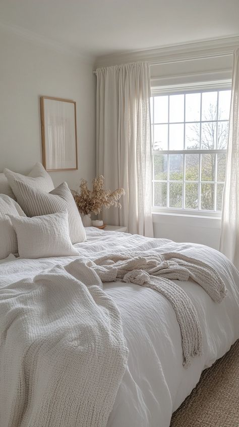 Cozy Bedroom Interior Bright Airy Bedroom, Bright White Bedroom, Cozy White Bedroom, Bright And Airy Bedroom, Cozy Bedroom Interior, Light Airy Bedroom, White Bedroom Cozy, Airy Bedroom, Brighter Bedroom