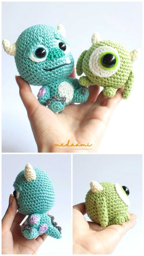 Amigurumi Monster Free Pattern - Always Free Amigurumi Monsters Inc Crochet, Crochet Monster Hat, Free Crochet Amigurumi Patterns, Worry Monster, Monster Crochet, Crochet Baby Costumes, Disney Crochet Patterns, خريطة ذهنية, Crochet Amigurumi Patterns