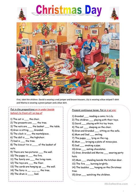 Puzzle Worksheet, Štědrý Den, Present Continuous, English Christmas, English Exercises, Christmas Worksheets, English Games, English Activities, English Reading