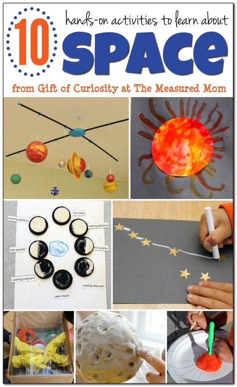 10 Fun space activities for kids by Anna Geiger..Looking for space activities for kids? You'll love this collection of hands-on learning ideas! Outer Space Science, Space Activities For Kids, The Measured Mom, Measured Mom, Space Week, Space Unit, Space Camp, Space Activities, Education Organization