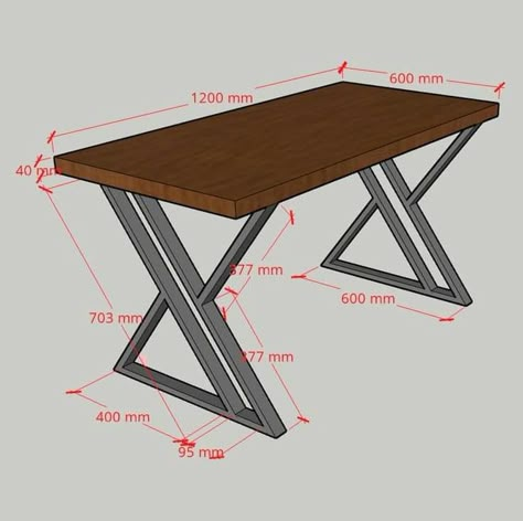 Meja Industrial, Wood And Metal Table, Iron Furniture Design, Steel Furniture Design, Metal Furniture Legs, Welded Furniture, Wood Table Design, Metal Art Projects Ideas, Industrial Design Furniture