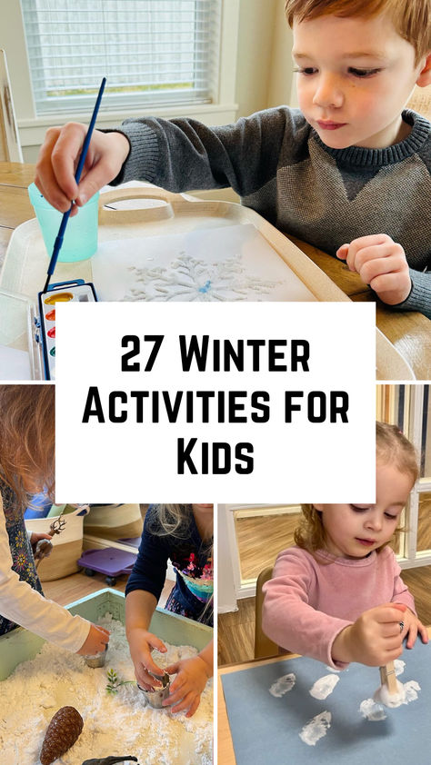 Collage of fun and creative winter activities for kids! From snowflake crafts to sensory play, keep your little ones engaged and entertained all season long. Fun Things For Preschoolers To Do, Snowday Fun Indoor Activities, Winter Indoor Gross Motor Activities, Winter Activities For 3 Yrs Kids, Kid Snow Activities, Winter Related Activities For Kids, Snowy Day Activities Kindergarten, Things To Do In The Winter With Kids, Snow Day Activities For Kids Classroom