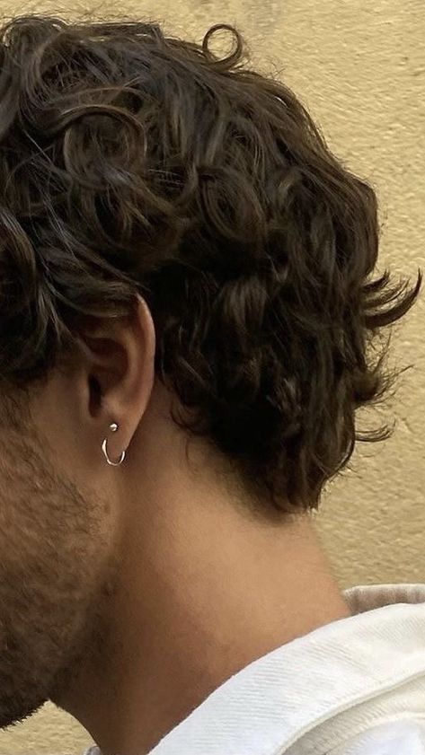 Men's Piercings Ears, Ryke Meadows, Guys Ear Piercings, Men's Piercings, Men Haircut Curly Hair, Cool Ear Piercings, Wavy Hair Men, Men Haircut Styles, Mens Haircuts Fade