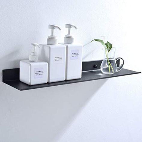 Modern Kitchen Shelves, Black Wall Shelves, Floating Shelves Bedroom, Kitchen Wall Shelves, Modern Wall Shelf, Black Bathroom Accessories, Shelves Kitchen, Bathroom Wall Shelves, Shower Storage