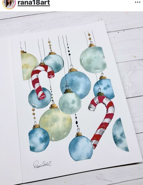 Watercolor Prompts, Sweet Candy Canes, Background For Poster, Diy Watercolor Cards, Watercolor Christmas Cards Diy, Lovely Sunday, Christmas Stock Photos, Christmas Motifs, Travel Art Journal