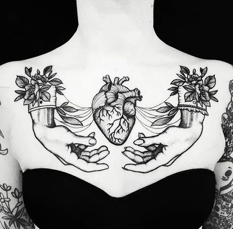 Hand Holding Heart Tattoo, Real Heart Tattoos, Hand Heart Tattoo, Traditional Chest Tattoo, Reading Tattoo, Anatomical Tattoos, Traditional Chest, Heart Drawings, Magnolia Tattoo