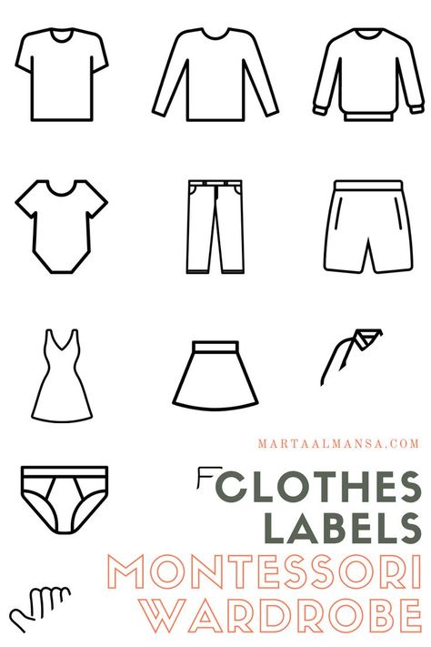 Wardrobe Montessori, Kids Cupboard, Montessori Wardrobe, Clothing Symbols, Clothes Labels, Kids Clothes Organization, Toddler Projects, Baby Singing, Labels For Kids