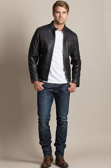 Motorbike Fashion, Motocross Jacket, Leather Jacket Outfit Men, Men's Summer Fashion, Best Leather Jackets, Stylish Mens Fashion, Mens Fashion Smart, Leather Jacket Style, Mens Fashion Inspiration