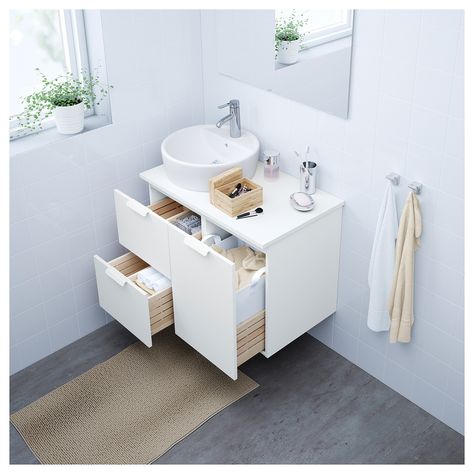 GODMORGON/TOLKEN / TÖRNVIKEN Waschbschr+Waschb 45 weiß, weiß Ikea Godmorgon, Rustic Furniture Diy, Basin White, Laundry Cabinets, Wash Stand, Vanity Countertop, Laminate Countertops, Sink Countertop, Sink Cabinet