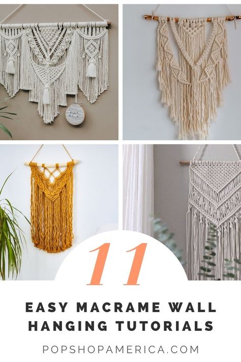 Macrame Wall Hanging Pattern Free, Wall Hanging Tutorials, Layered Macrame Wall Hanging, Easy Macrame Wall Hanging, Wall Macrame, Pola Macrame, Macrame Crafts, Macrame Wall Hanging Tutorial, Macrame Wall Hanger