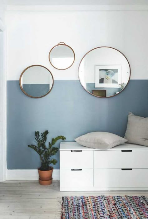 Half Painted Walls, Dekorasi Kamar Tidur, Painted Walls, Small Desk, Storage Diy, Hallway Decorating, Elle Decor, Room Colors, Extra Storage