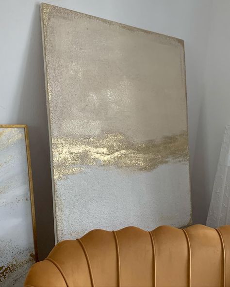 Golden Abstract Painting, Paintings With Gold, Golden Artwork, Room Paintings Canvas, Neutral Canvas Art, Bild Gold, Abstract Painting Gold, Beige Abstract Painting, Gold Room Decor