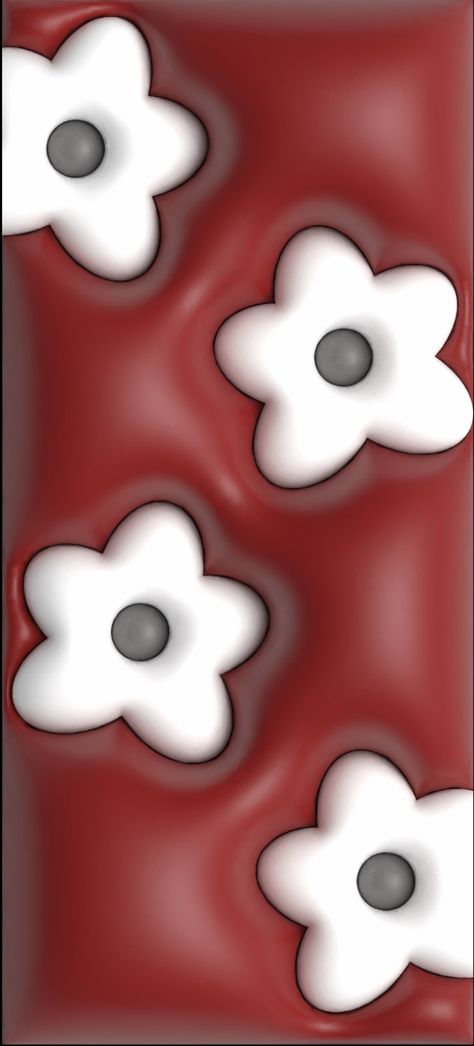 Four white flowers on a red matt background 3d Puffy Wallpaper Red, 3d Wallpaper Iphone Red, Red 3d Wallpaper, 3d Flower Wallpaper, Everything Wallpaper, Bubble Wallpaper, White Flower Wallpaper, Red Aesthetic Grunge, Jelly Wallpaper