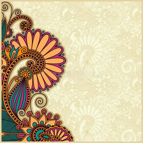 Illustration about Flower ornamental ethnic background design, vector illustration. Illustration of frame, creative, brochure - 44946554 Gold Indian Wedding, Mandala Wedding Invitation, Wedding Card Design Indian, Indian Wedding Invitation Card Design, Flower Background Design, Hindu Wedding Cards, Hindu Wedding Invitations, Wedding Invitation Background, Indian Wedding Invitation Cards