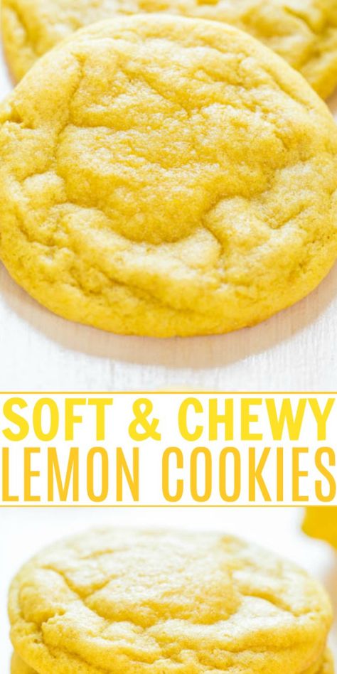 Soft and Chewy Lemon Cookies - Averie Cooks Chewy Lemon Cookies, Best Lemon Desserts, Lemon Cookies Easy, Lemon Cookies Recipes, Lemon Sugar Cookies, Lemon Dessert, Lemon Dessert Recipes, Lemon Sugar, Lemon Flavor